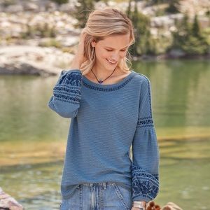 Sundance Lila Embroidered Top Size Medium Blue